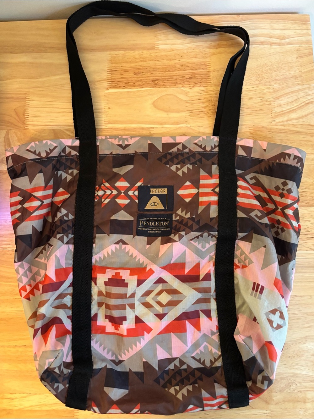 Pendleton x Poler Brown & Pink Geometric Stuffable Tote Bag